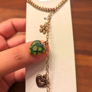 Free People Hand Chain with heart & floral charms, NWT